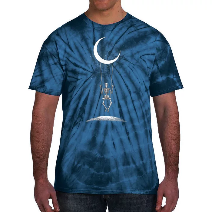 Rock On Skeleton Moon Band Tees - Rock And Roll Graphic Tees Tie-Dye T-Shirt