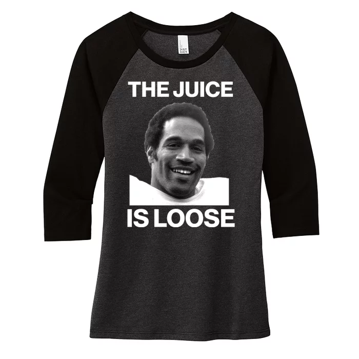 Rip Oj Simpson The Juice Is Loose Women's Tri-Blend 3/4-Sleeve Raglan Shirt