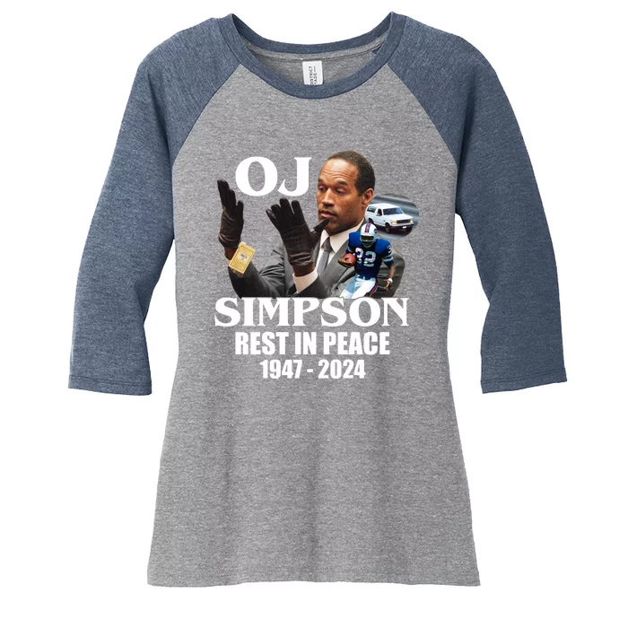 Rip Oj Simpson 1947 2024 Women's Tri-Blend 3/4-Sleeve Raglan Shirt