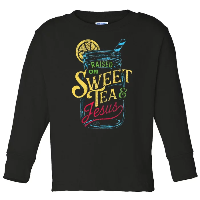 Raised On Sweet Tea & Jesus Southern Pride Iced Tea Toddler Long Sleeve Shirt