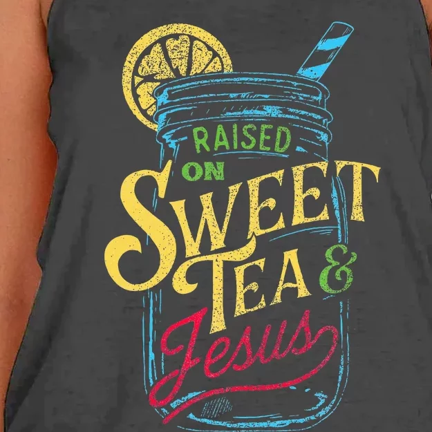 Raised On Sweet Tea & Jesus Southern Pride Iced Tea Women's Knotted Racerback Tank