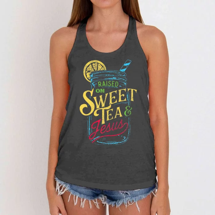 Raised On Sweet Tea & Jesus Southern Pride Iced Tea Women's Knotted Racerback Tank