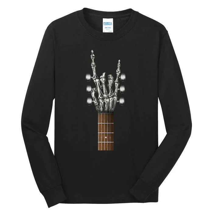 Rock On Skeleton Hand Guitar Rock & Roll Rock Band Tall Long Sleeve T-Shirt