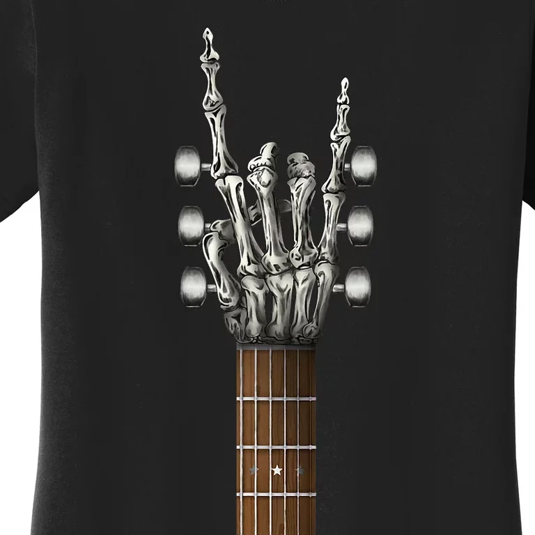 Rock On Skeleton Hand Guitar Rock & Roll Rock Band Women's T-Shirt