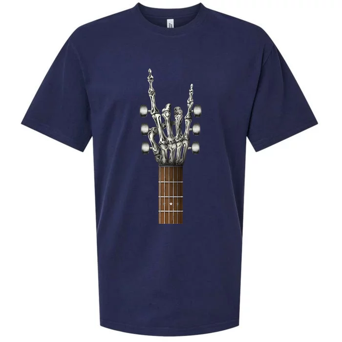 Rock On Skeleton Hand Guitar Rock & Roll Rock Band Sueded Cloud Jersey T-Shirt