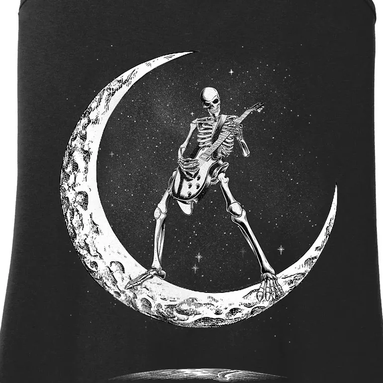 Rock On Skeleton Moon Rock And Roll Funny Halloween Ladies Essential Tank