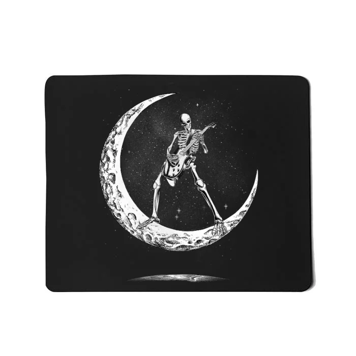 Rock On Skeleton Moon Rock And Roll Funny Halloween Mousepad