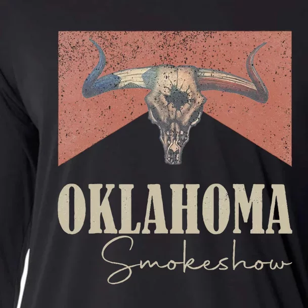 Retro Oklahoma Smokeshow Western Cooling Performance Long Sleeve Crew