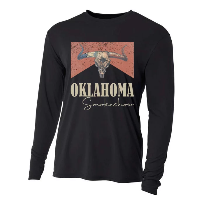 Retro Oklahoma Smokeshow Western Cooling Performance Long Sleeve Crew