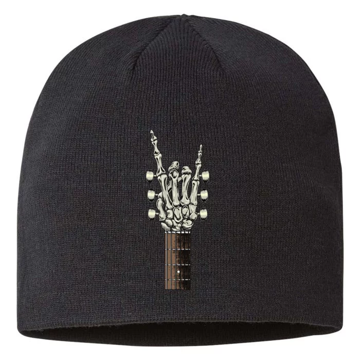 Rock On Skeleton Hand Guitar Rock & Roll 8 1/2in Sustainable Knit Beanie