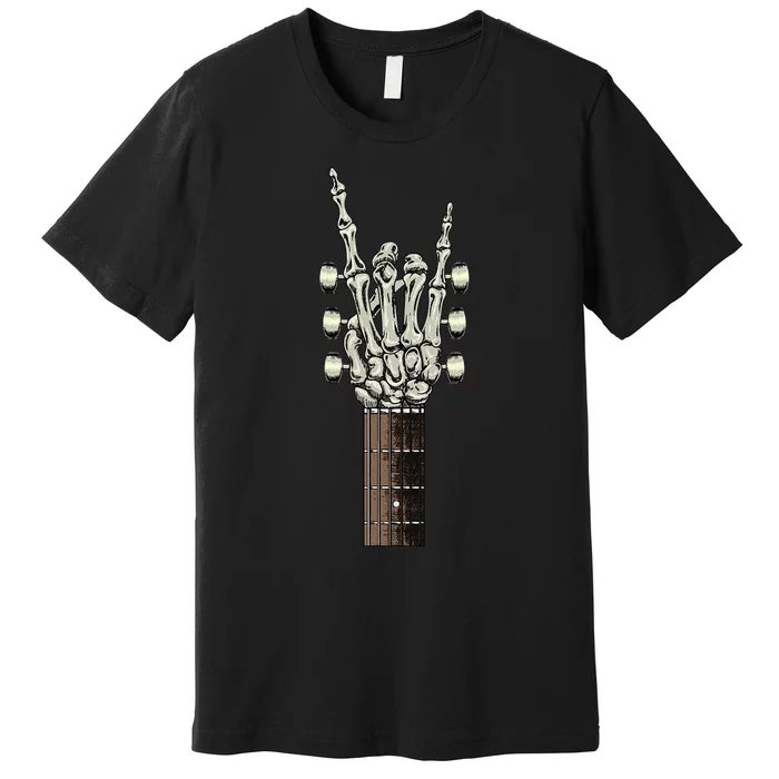 Rock On Skeleton Hand Guitar Rock & Roll Premium T-Shirt