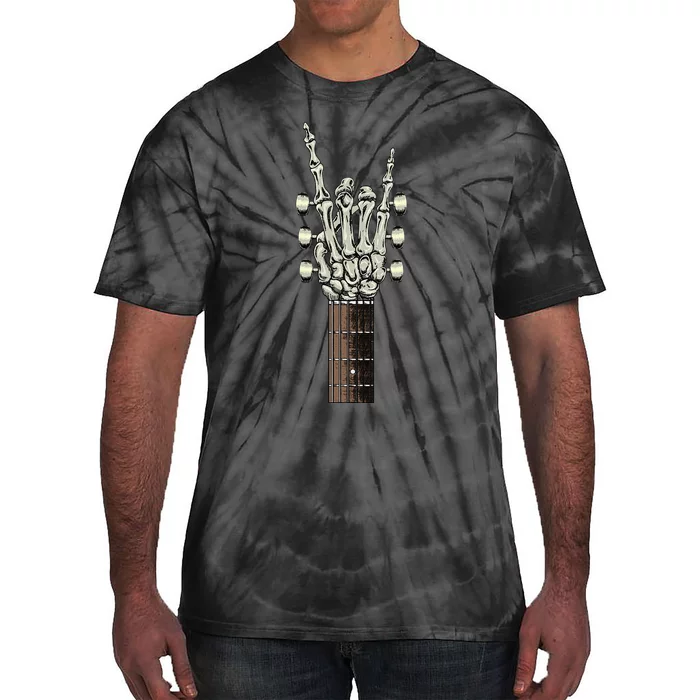 Rock On Skeleton Hand Guitar Rock & Roll Tie-Dye T-Shirt