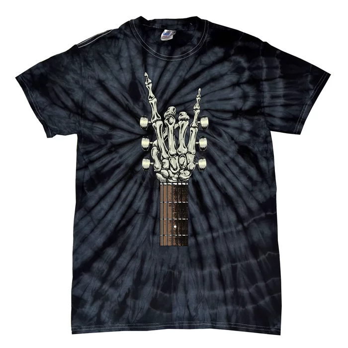 Rock On Skeleton Hand Guitar Rock & Roll Tie-Dye T-Shirt