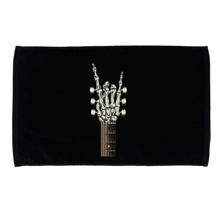 Rock On Skeleton Hand Guitar Rock & Roll Microfiber Hand Towel