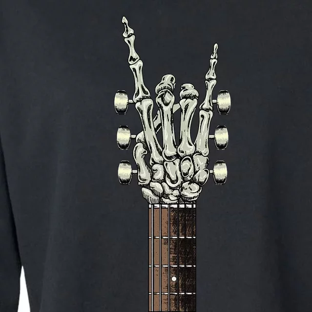 Rock On Skeleton Hand Guitar Rock & Roll Cropped Pullover Crew