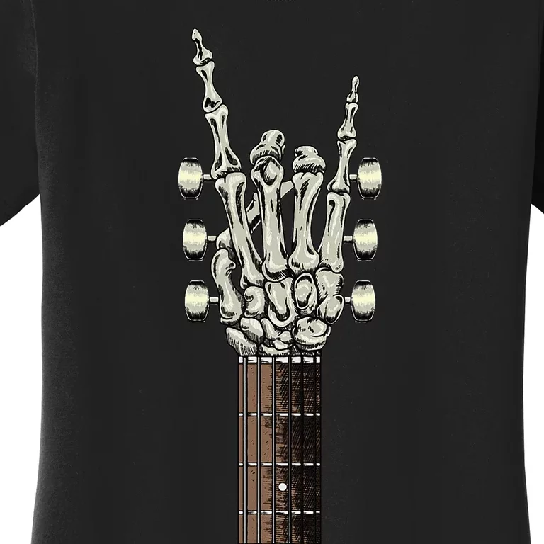 Rock On Skeleton Hand Guitar Rock & Roll Women's T-Shirt