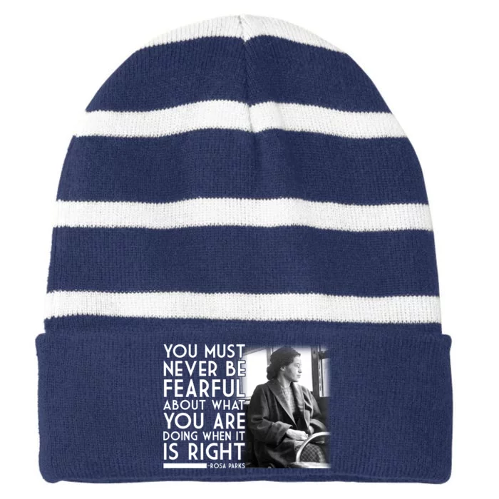 Rosa Parks Never be Fearful Black History Striped Beanie with Solid Band