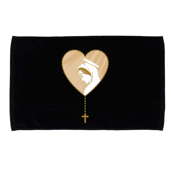 Rosary Virgin Mary Microfiber Hand Towel