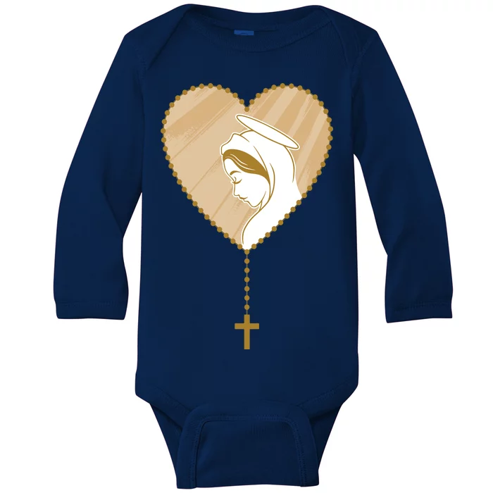 Rosary Virgin Mary Baby Long Sleeve Bodysuit