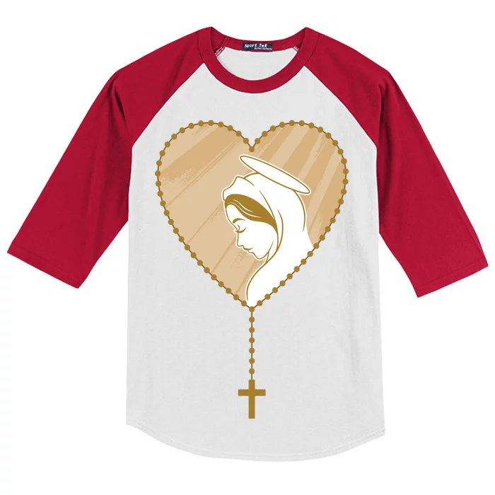 Rosary Virgin Mary Kids Colorblock Raglan Jersey