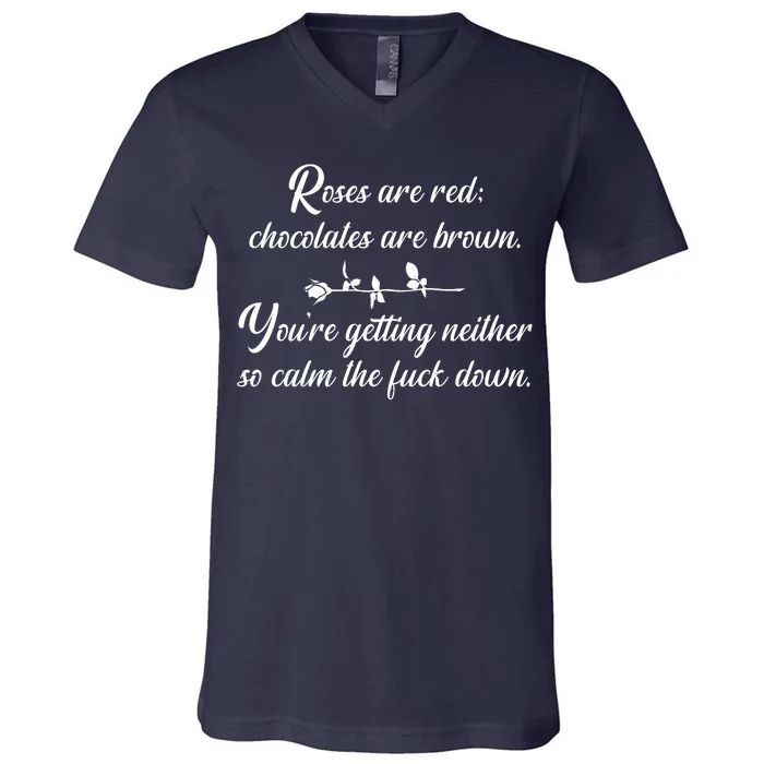 Rose Are Red Chocolates Are Brown V-Neck T-Shirt