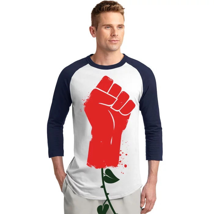 Rose Fist Women's Rights Baseball Sleeve Shirt