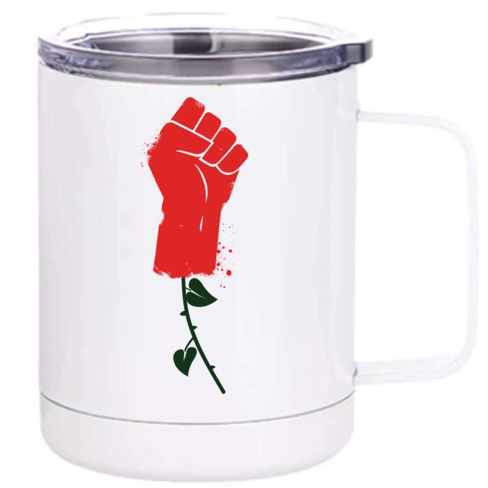 Rose Fist Women's Rights Front & Back 12oz Stainless Steel Tumbler Cup