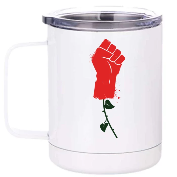 Rose Fist Women's Rights Front & Back 12oz Stainless Steel Tumbler Cup