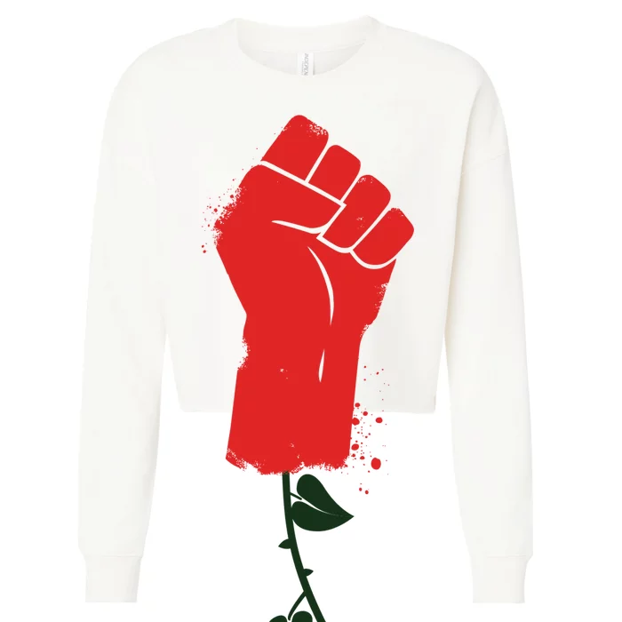 Rose Fist Women's Rights Cropped Pullover Crew