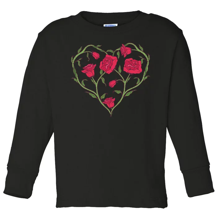 Rose Heart Toddler Long Sleeve Shirt