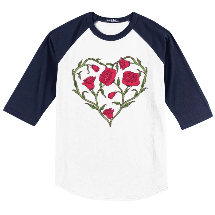 Rose Heart Baseball Sleeve Shirt