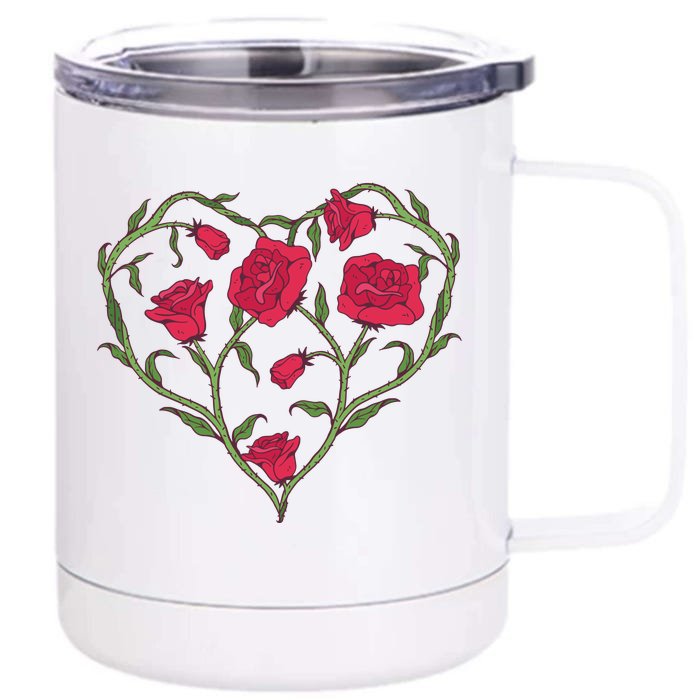 Rose Heart Front & Back 12oz Stainless Steel Tumbler Cup