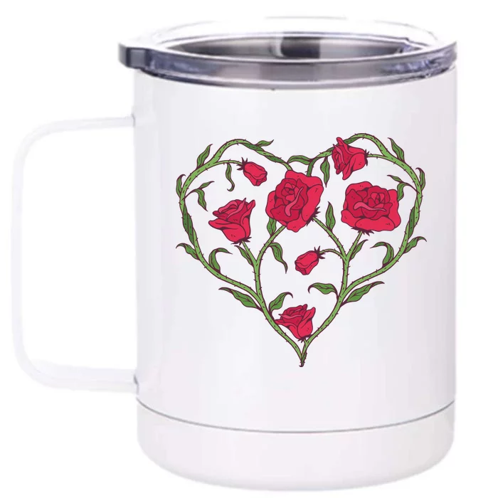 Rose Heart Front & Back 12oz Stainless Steel Tumbler Cup