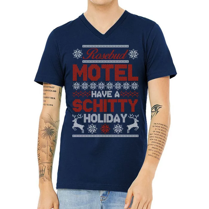 Rosebud Motel Have A Schitty Holiday Ugly Christmas Sweater V-Neck T-Shirt