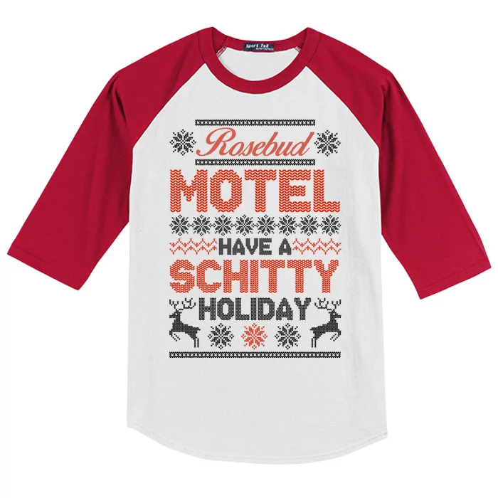 Rosebud Motel Have A Schitty Holiday Ugly Christmas Sweater Kids Colorblock Raglan Jersey