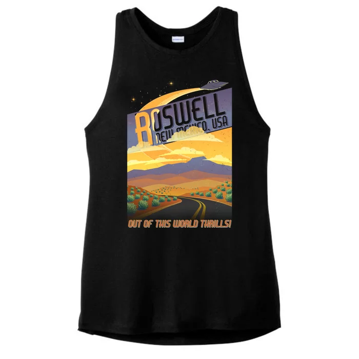 Roswell New Mexico Travel Poster Ladies Tri-Blend Wicking Tank