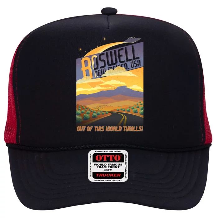 Roswell New Mexico Travel Poster High Crown Mesh Trucker Hat