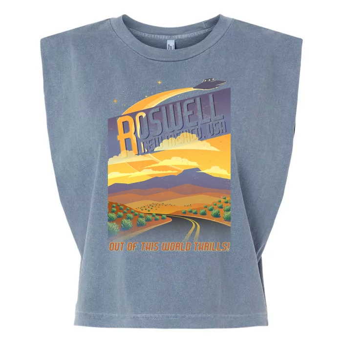 Roswell New Mexico Travel Poster Garment-Dyed Women's Muscle Tee