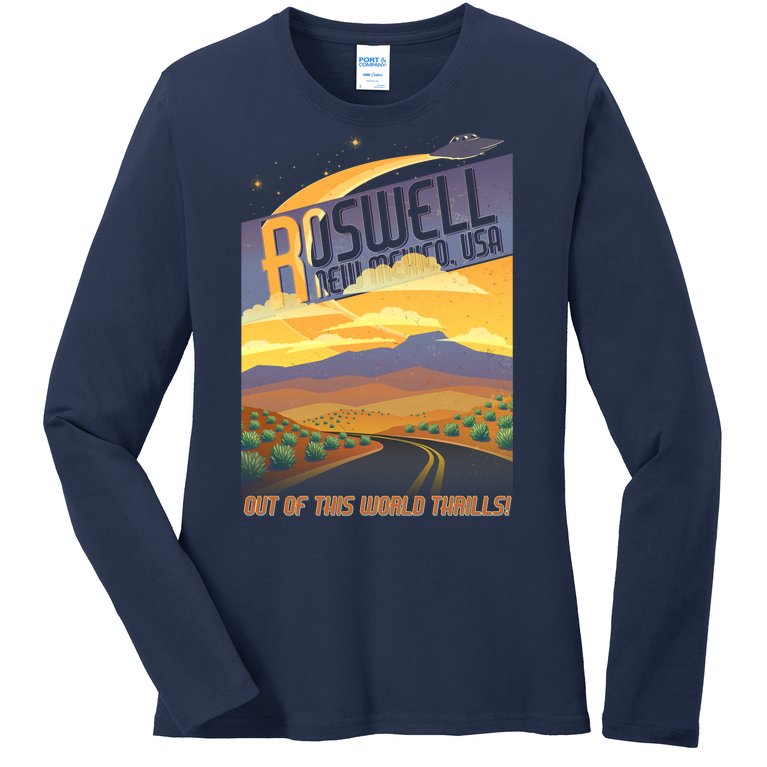 Roswell New Mexico Travel Poster Ladies Missy Fit Long Sleeve Shirt