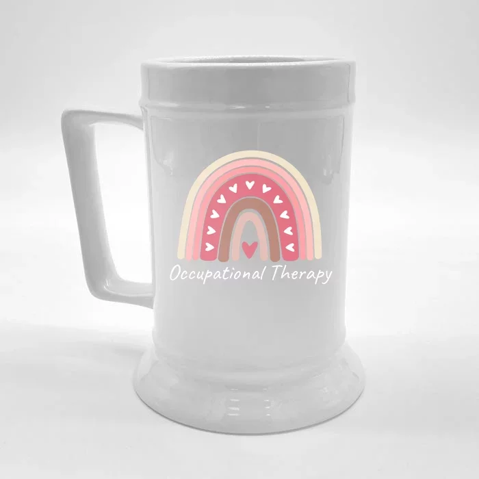 Rainbow Occupational Therapy Gift Cute Pink Boho Chic Ot Gift Front & Back Beer Stein