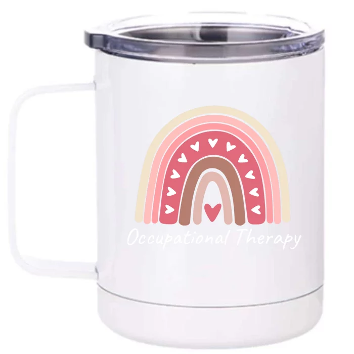 Rainbow Occupational Therapy Gift Cute Pink Boho Chic Ot Gift Front & Back 12oz Stainless Steel Tumbler Cup