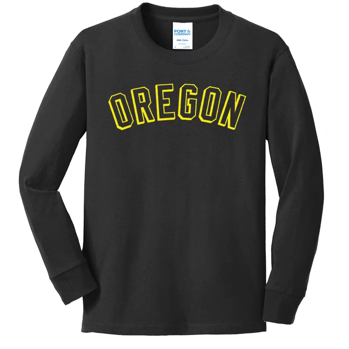 Retro Oregon Throwback Yellow Oregon Kids Kids Long Sleeve Shirt