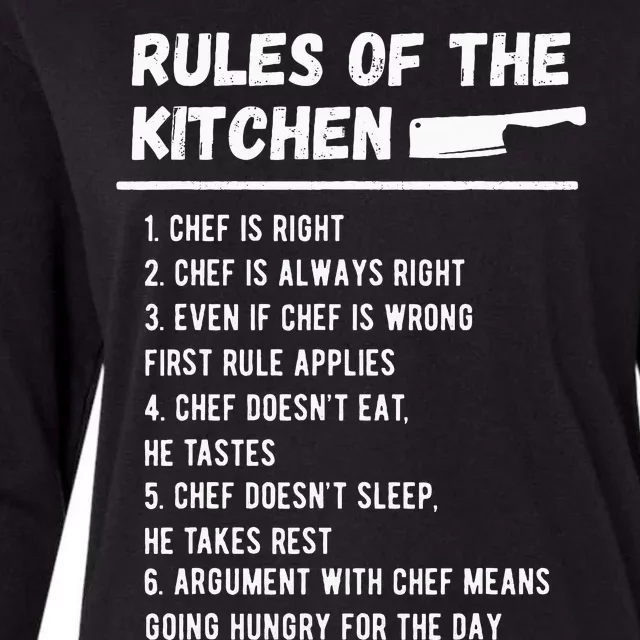 Rules Of The Kitchen Funny Master Cook Restaurant Chef Joke Womens Cotton Relaxed Long Sleeve T-Shirt