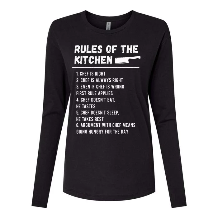 Rules Of The Kitchen Funny Master Cook Restaurant Chef Joke Womens Cotton Relaxed Long Sleeve T-Shirt