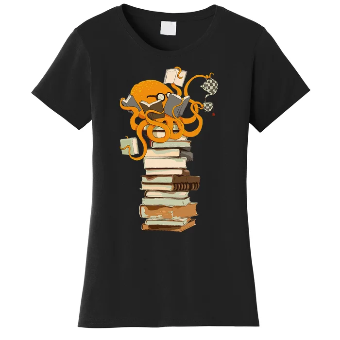 Reading Octopus Tea Coffee And Books Gift Women's T-Shirt