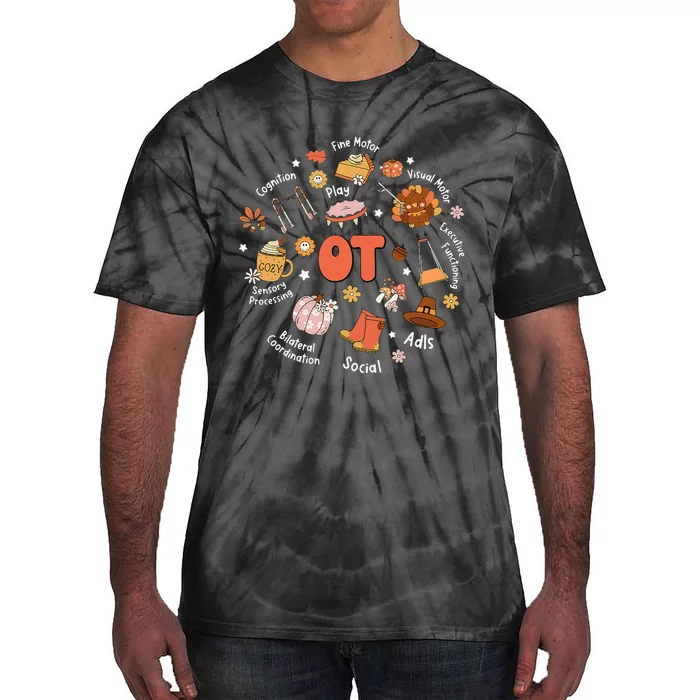 Retro Occupational Therapy OT Therapist Fall Thanksgiving Tie-Dye T-Shirt