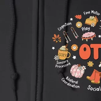 Retro Occupational Therapy OT Therapist Fall Thanksgiving Full Zip Hoodie