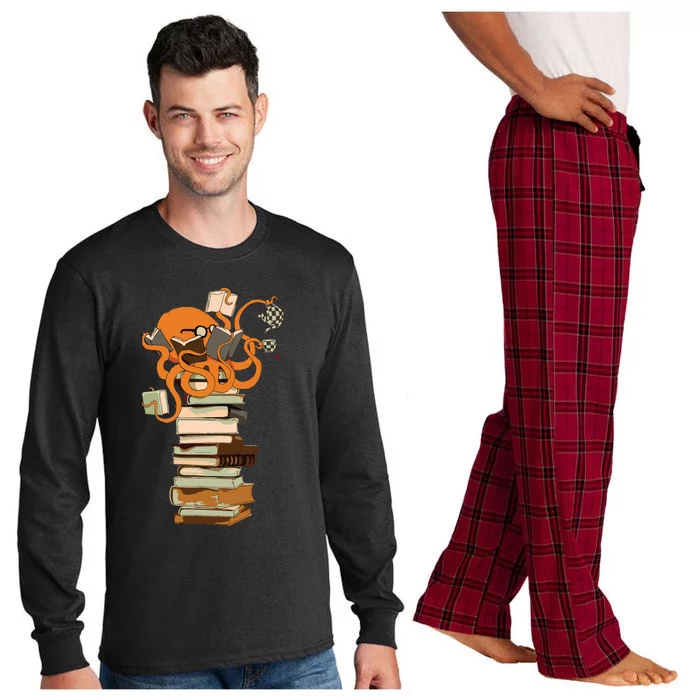 Reading Octopus Tea Coffee And Books Gift Long Sleeve Pajama Set