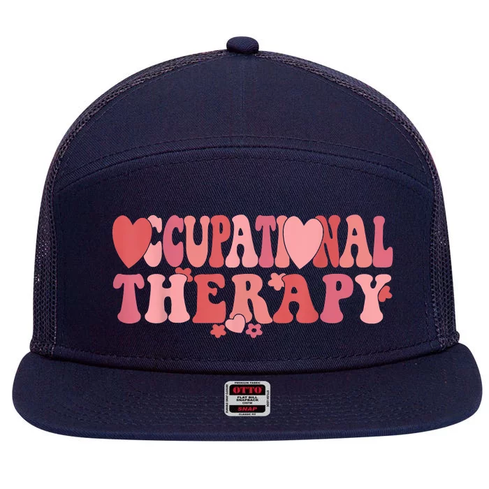 Retro Occupational Therapy Therapist Valentine's Day Therapist OT 7 Panel Mesh Trucker Snapback Hat