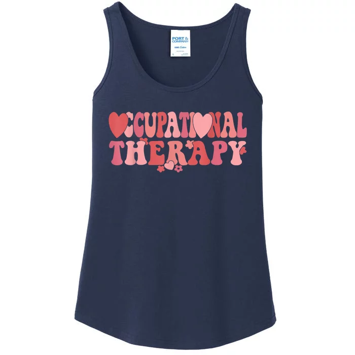 Retro Occupational Therapy Therapist Valentine's Day Therapist OT Ladies Essential Tank